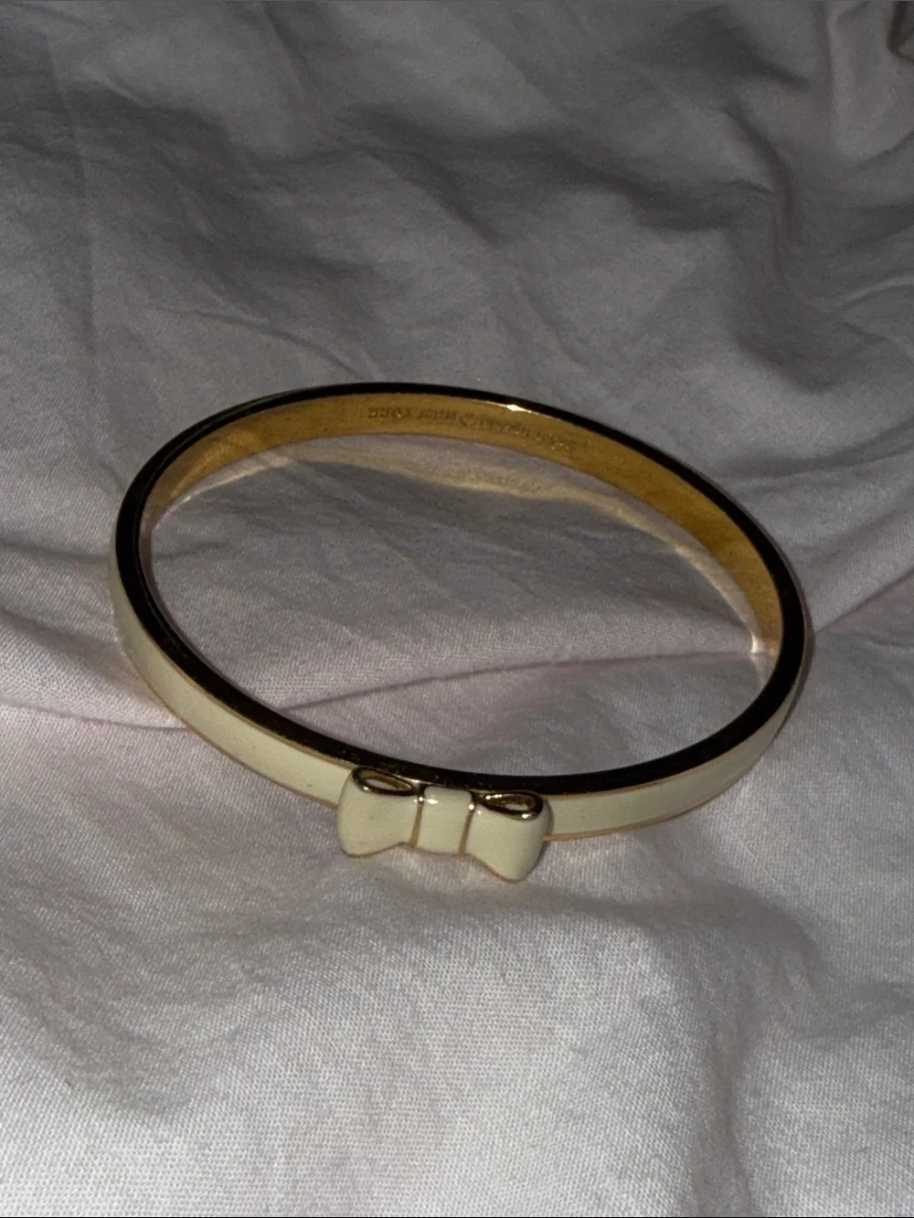 kate spade Cream Enamel Bow Bangle Bracelet - Women Accessories